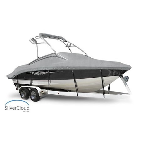 Eevelle Silvercloud Boat Cover SKI BOAT Tournament w/Tower w/Outboard 18' 6in. L 102in. W Silver SCTURSKT18102B-SLR